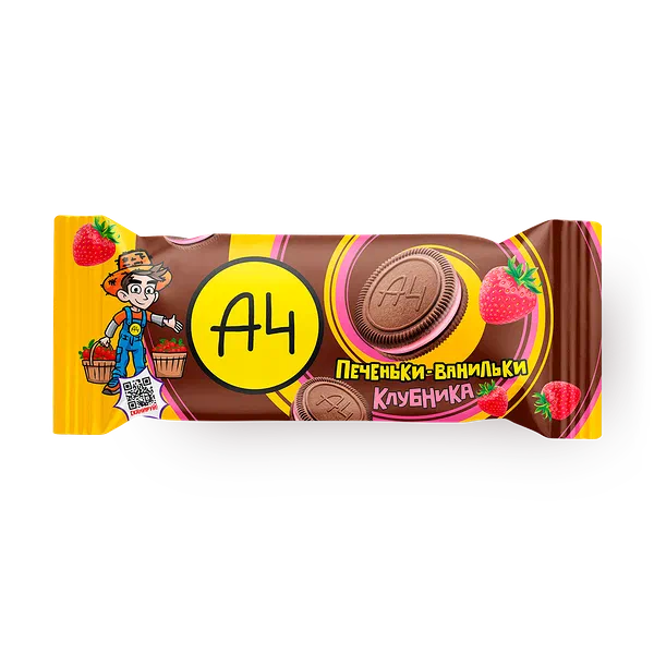 Печенье сахарное клубничное Печеньки-ванильки «А4»