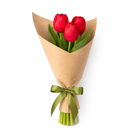 Букет из 3 красных тюльпанов