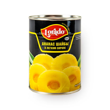 Ананасы шайбы Lorado в лёгком сахарном сиропе