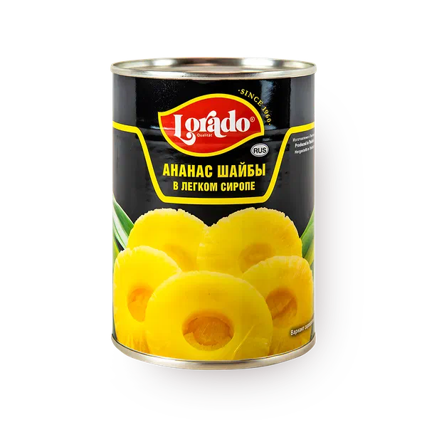 Ананасы шайбы Lorado в лёгком сахарном сиропе