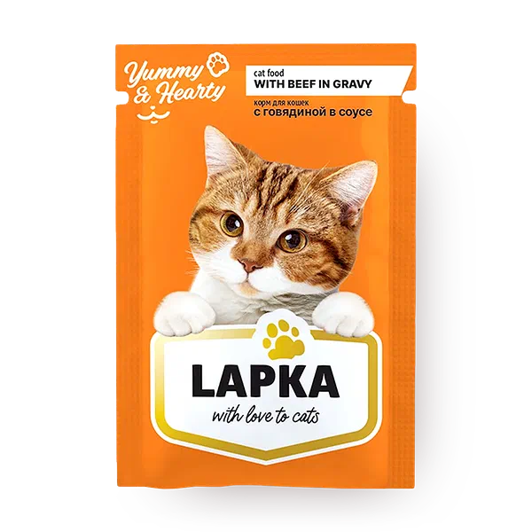 Влажный корм для кошек Lapka с говядиной в соусе, сашет