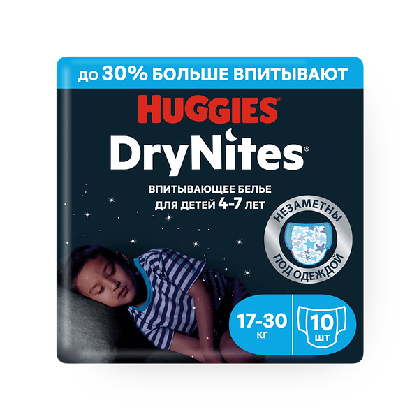 Подгузники-трусики Huggies Drynites 4-7 лет 17-30 кг