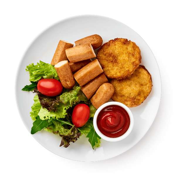 Драники с куриной колбаской и кетчупом «Из Лавки»