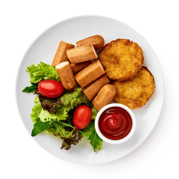 Драники с куриной колбаской и кетчупом «Из Лавки»