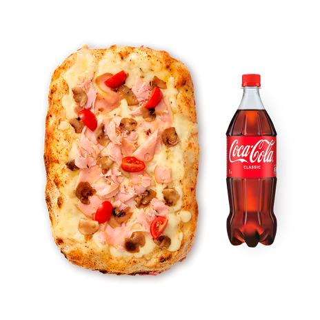 Пицца Ветчина-грибы «Из Лавки» и Напиток Coca-cola Classic, 1 L