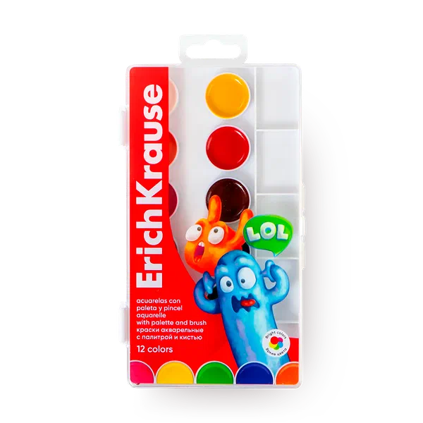 Краски акварельные Erich Krause Jolly Friends 12 цветов