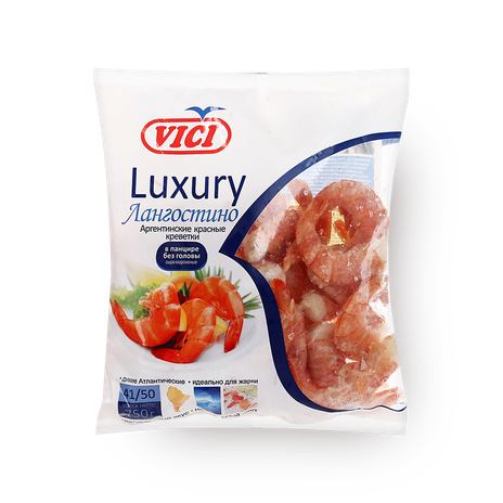 Креветки красные 41/50 Vici Luxury Лангостино в панцире без головы