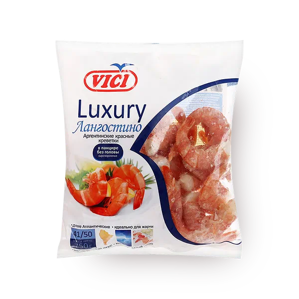 Креветки красные 41/50 Vici Luxury Лангостино в панцире без головы