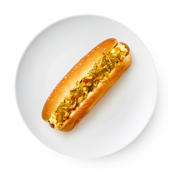 Хот-дог с куриной колбаской и огуречным релишем «Из Лавки»