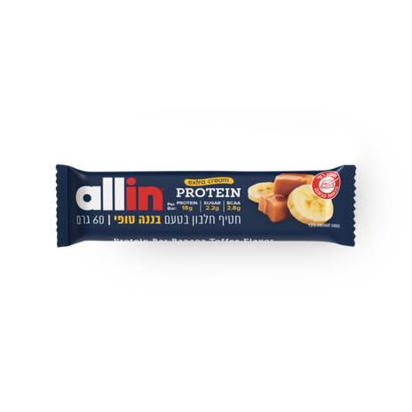 allin Protein Bar Banana Toffee flavor extra cream