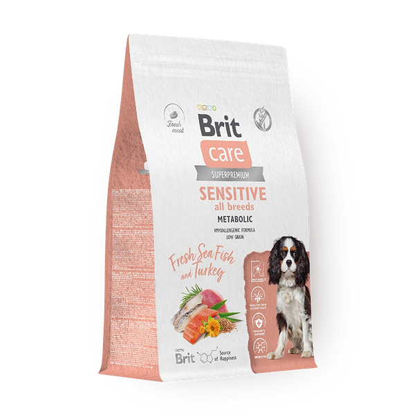 Сухой корм для собак всех пород с чувствительным пищеварением Brit Care Sensitive Metabolic морская рыба и индейка