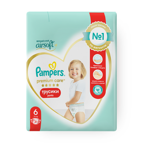 Подгузники-трусики Pampers Premium Care размер 6 15+ кг