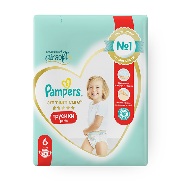 Подгузники-трусики Pampers Premium Care размер 6 15+ кг