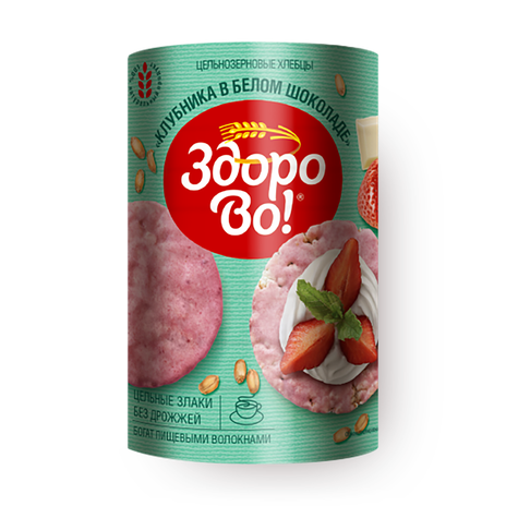 Хлебцы цельнозерновые «Здорово!» клубника в белом шоколаде в глазури
