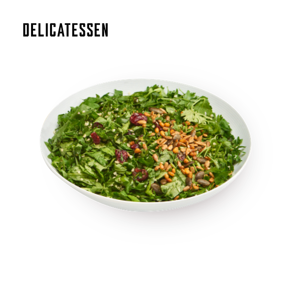 Delicatessen Green salad with burgul and cranberries