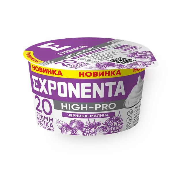 Продукт кисломолочный обезжиренный Exponenta High-Pro черника-малина
