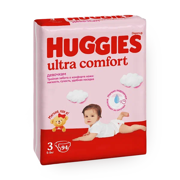 Подгузники Huggies Ultra Comfort для девочек 3 размер 5-9 кг