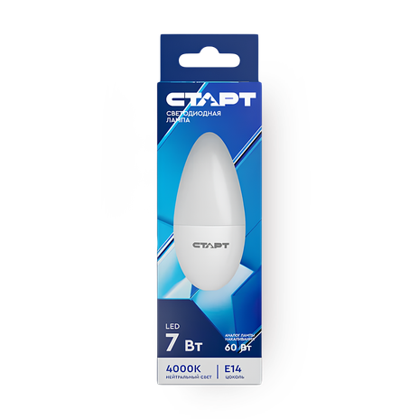 Лампа светодиодная «Старт» LED Е14 7Вт свеча нейтральный свет