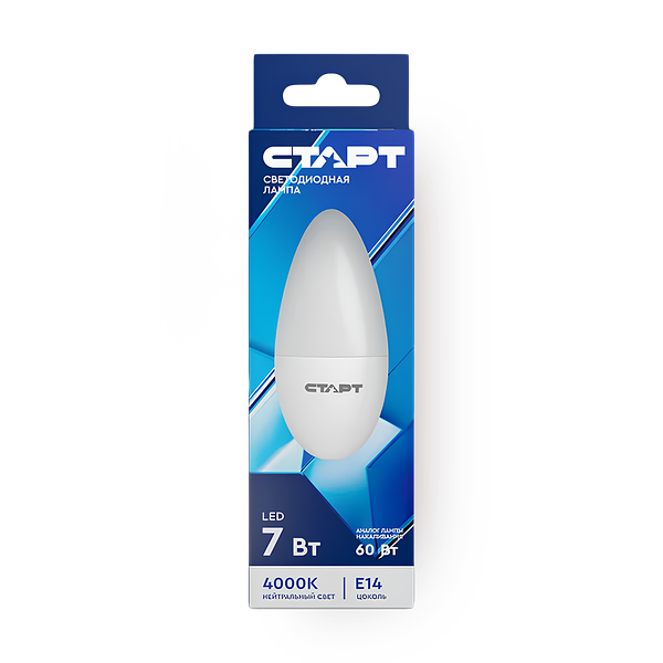 Лампа светодиодная «Старт» LED Е14 7Вт свеча нейтральный свет