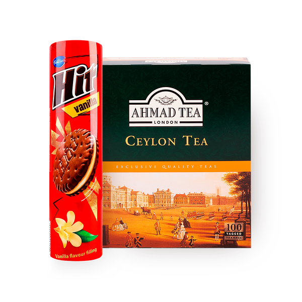 Чай Ahmad цeйлон, 100 pc + Печенье-сэндвич Bashlen Hit ванильное, 220 g