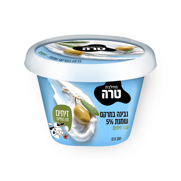 גבינת קרם שמנת טרה עם זיתי מרינד 5%