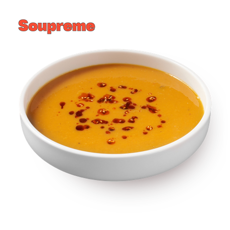 Soupreme Orange soup with White Miso, and Sesame