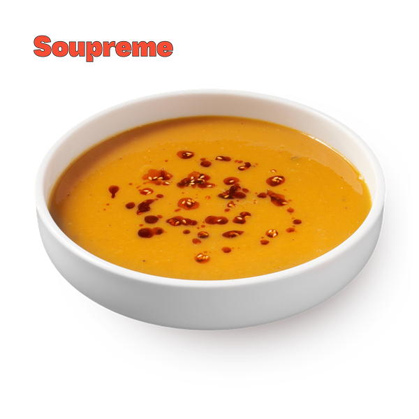 Soupreme Orange soup with White Miso, and Sesame