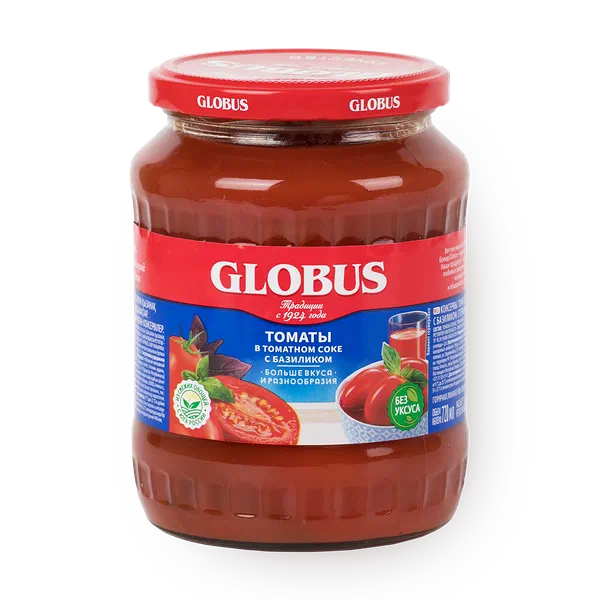 Томаты Globus в томатном соке с базиликом