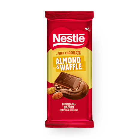 Шоколад молочный Nestle с миндалём и вафлей