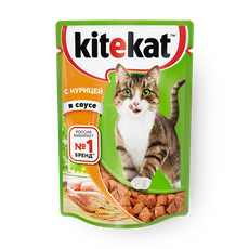 Влажный корм для кошек Kitekat с курицей в соусе