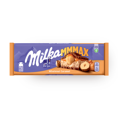 Шоколад молочный Milka с карамелью и цельным фундуком
