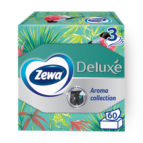 Салфетки бумажные Zewa Deluxe Aroma collection 3 слоя в коробке
