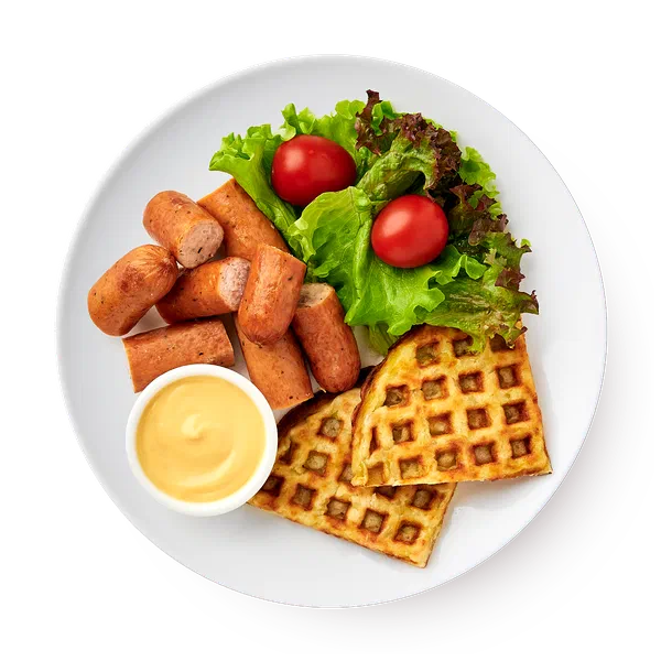 Вафля картофельная с сосисками и томатами черри «Из Лавки»