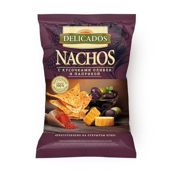 Чипсы кукуруз­ные Nachos Delicados оливки