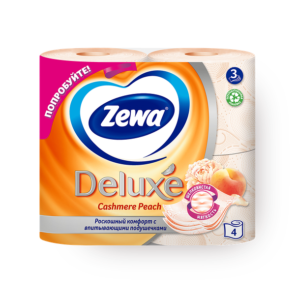 Туалетная бумага Zewa Deluxe Персик 3 слоя