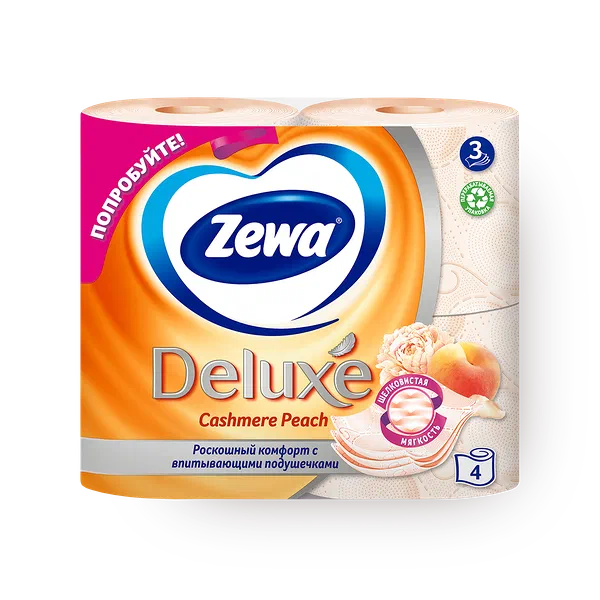 Туалетная бумага Zewa Deluxe Персик 3 слоя