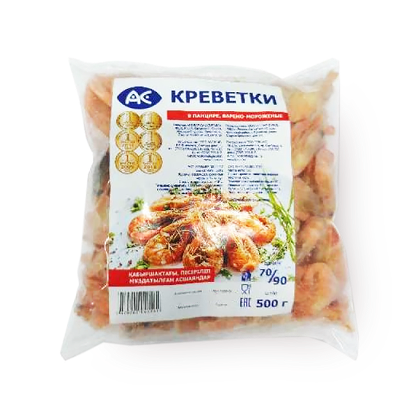 Креветки 70-90 в панцире «АС» варёно-мороженые
