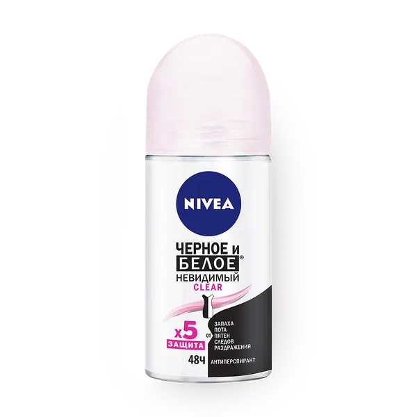 Дезодорант-антиперспирант Nivea Чёрное и Белое Невидимый Clear роликовый