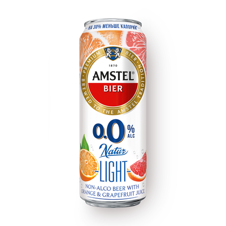Пиво безалкогольное Natur Light Amstel апельсин-грейпфрут, 430 мл ...