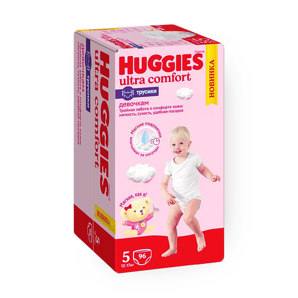Подгузники-трусики Huggies для девочек 5 размер 12-17кг