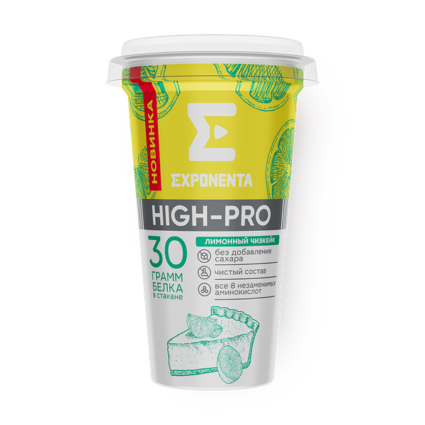 Напиток кисломолочный обезжиренный Exponenta High-Pro лимонный чизкейк