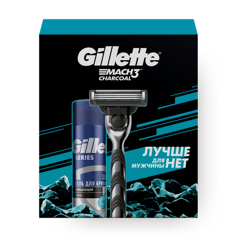 Набор подарочный Gillette с бритвой Mach 3 и гелем для бритья очищающим