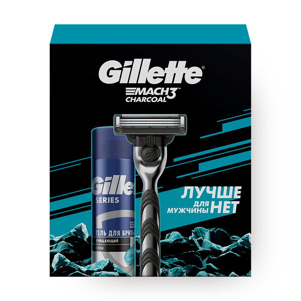 Набор подарочный Gillette с бритвой Mach 3 и гелем для бритья очищающим