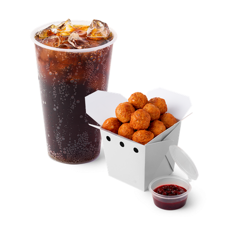 Фрикадельки шведские с брусничным соусом «Из Лавки» 10 шт + Напиток Лимонад Coca-Cola со льдом «Из Лавки»