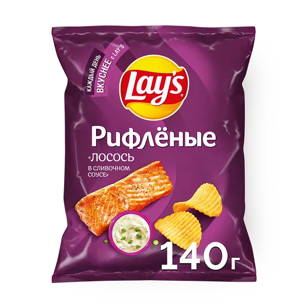 Чипсы Lay's Сливочный лосось рифлёные