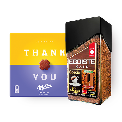 Кофе растворимый Egoiste X.O. Extra Original и Конфеты Milka с молочной начинкой