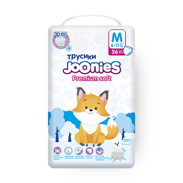 Подгузники-трусики Joonies Premium Soft M 6-11 кг