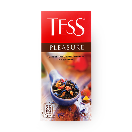Чай чёрный Tess Pleasure с шиповником и яблоком в пакетиках