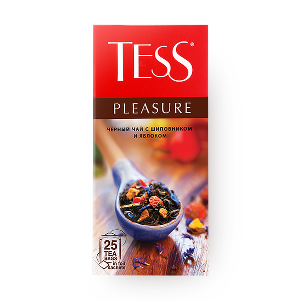 Чай чёрный Tess Pleasure с шиповником и яблоком в пакетиках