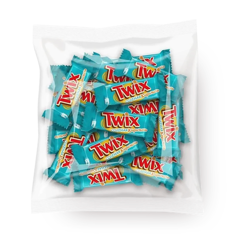 Конфеты шоколадные Twix Minis с солёной карамелью и печеньем
